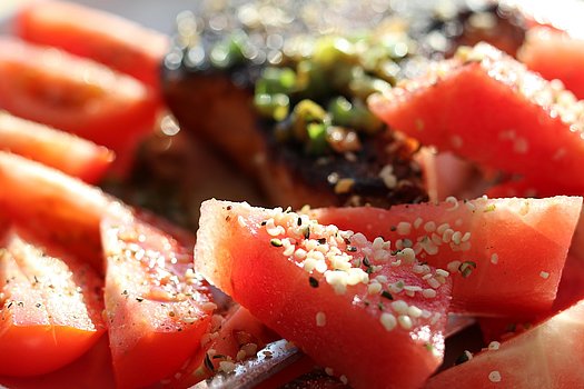 Wassermelone bestreut